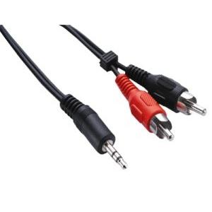 CABO P2 STEREO X 2 PLUGS RCA 1,80 M NIQUEL PRETO 