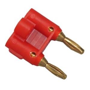 PLUG BANANA VERMELHO DUPLA PARAFUSO DOURADO 