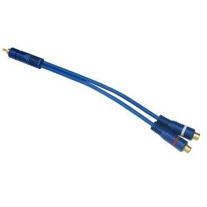 CABO Y 1 PLUG RCA X 2 JACKS RCA GOLD 20 CM AZUL 