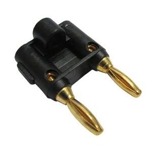 PLUG BANANA PRETO DUPLA PARAFUSO DOURADO 